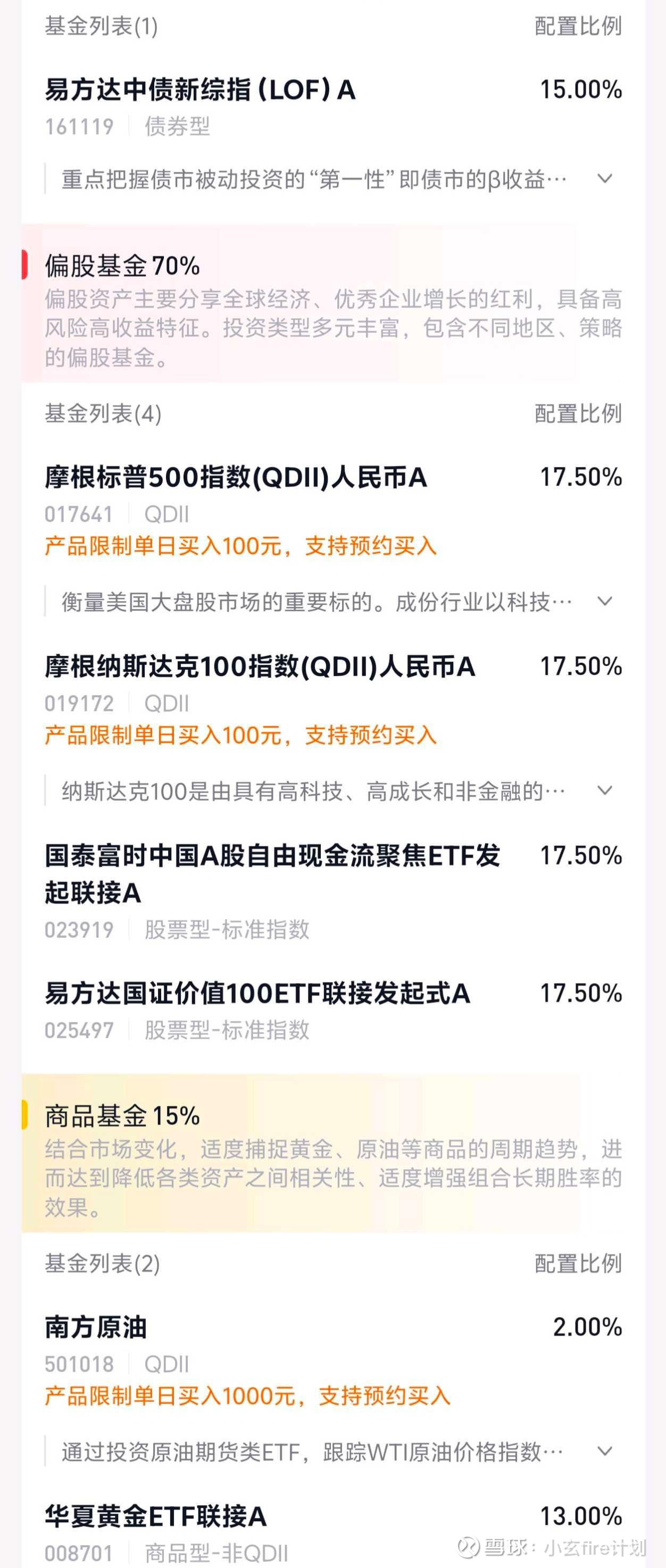 小玄fire计划：持仓变化！指数基金更改我的全球大类资产配置： a股指数基金部分由富时现金流+ 中证红利低波更改为－＞富时现金流+ 国证价值