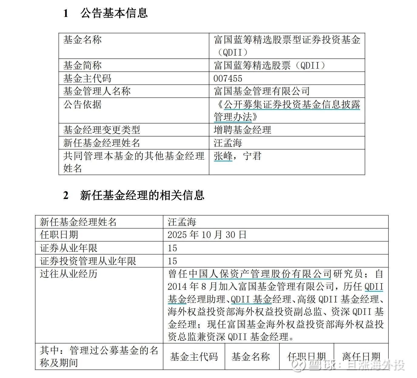 又一港股明星基金经理或有变动看到富国基金送出的公告，基金经理宁君管理的几支代表作产品都增聘了金经理。目前宁君管理的4只基金都已经增聘了基金经理：  富...