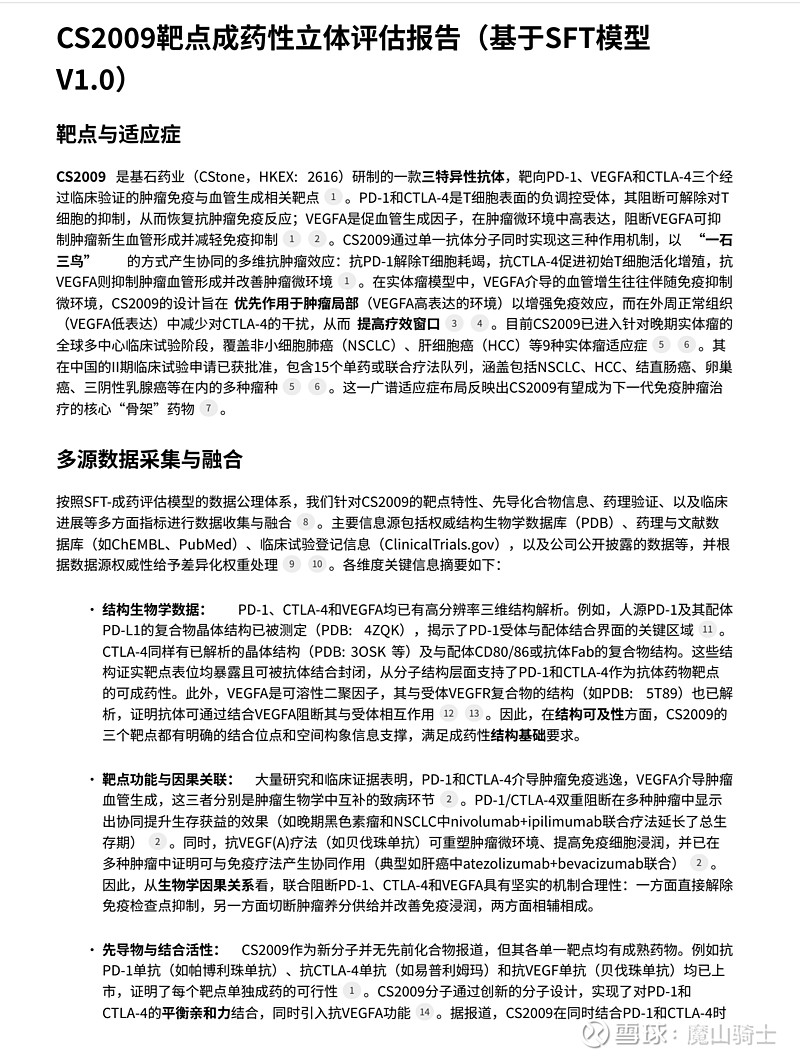 基石药业CS2009 成药性模型评估 最新的子模型：靶点成药性评估模型。分析了 基石药业 CS2009 的成药性分析，目前看各项标准都是优异级 ...