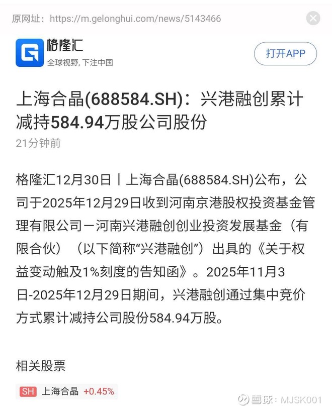 上海合晶(SH688584)股票股价_股价行情_讨论_资讯_财报_数据报告- 雪球