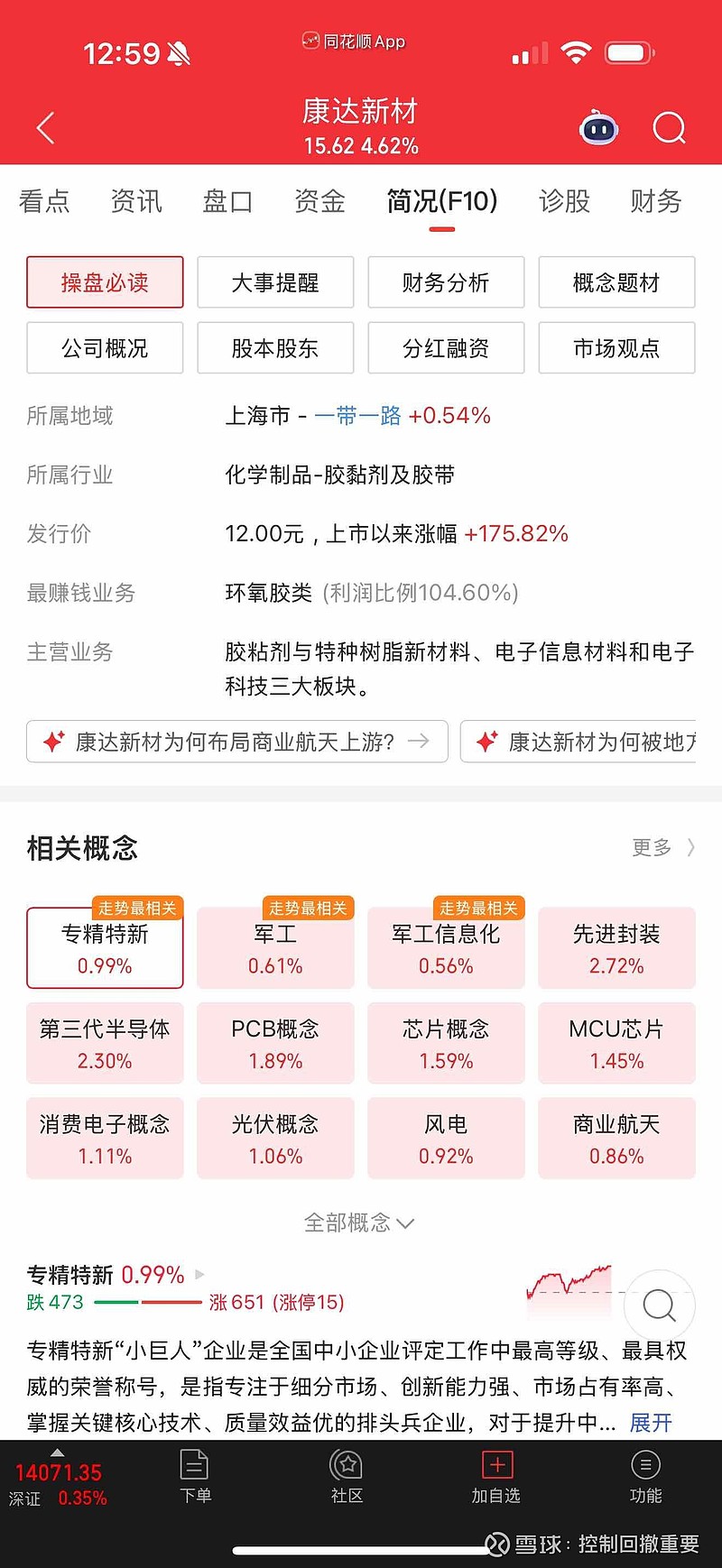 创业板志特新材的涨停将带动康达新材的补涨！创业板志特新材的三连板涨停将带动新材股的涨停，其中康达新材（00266...