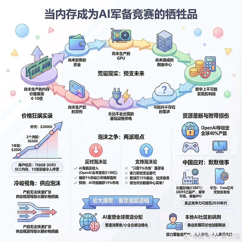 内存价格“疯涨”,源于OpenAI抢货 内存价格“疯涨”背后,根本不是什么供需小波动,而是一场由 AI 巨头掀起的“全球算力军备竞赛”——而 ...