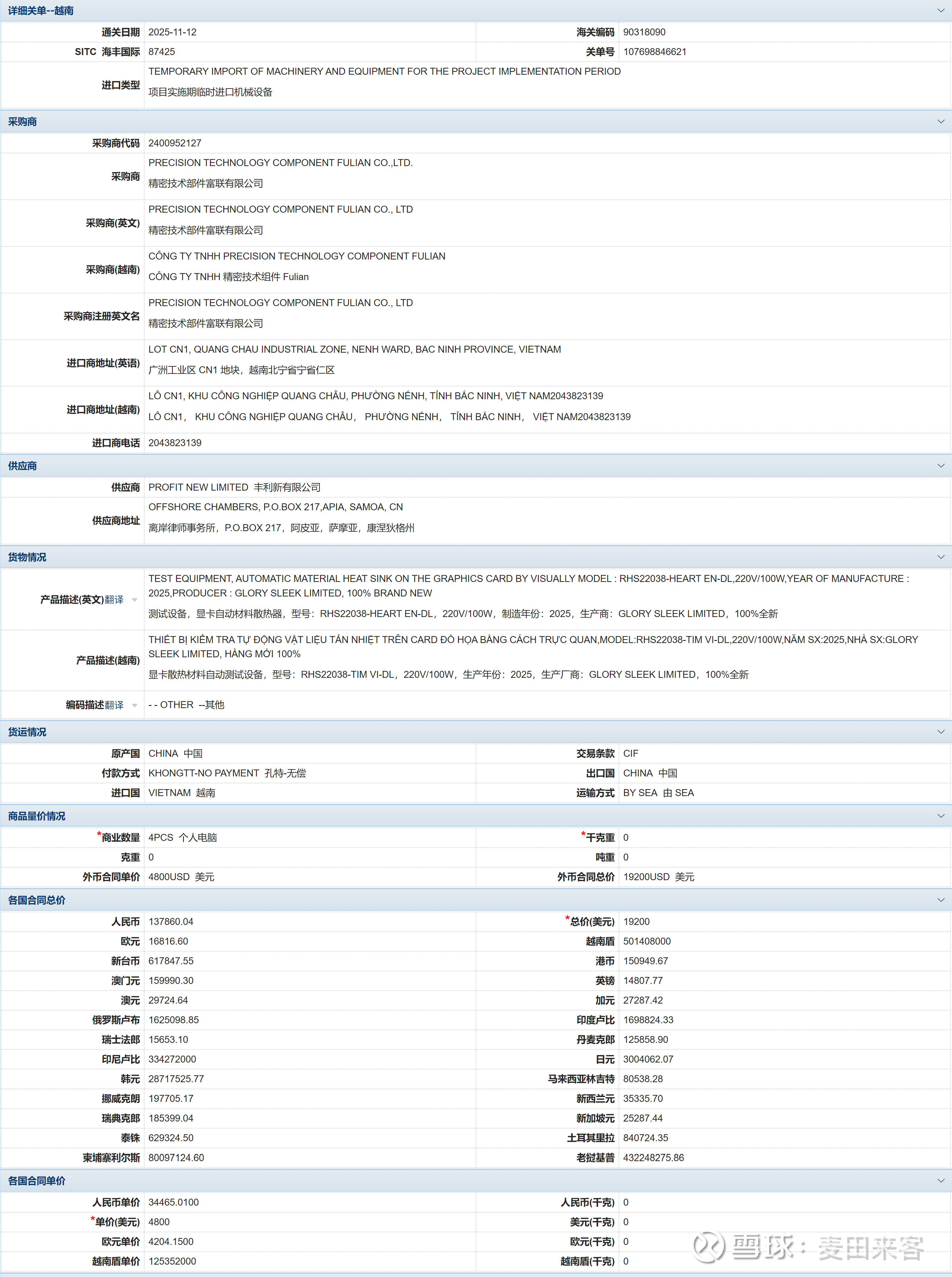 周末吐槽一下越南关单$淳中科技(SH603516)$ 两三个月前听大佬说过越南有加急单，一直没看到。（其实正常单捕捉也绝非易事）今日闲逛关单...