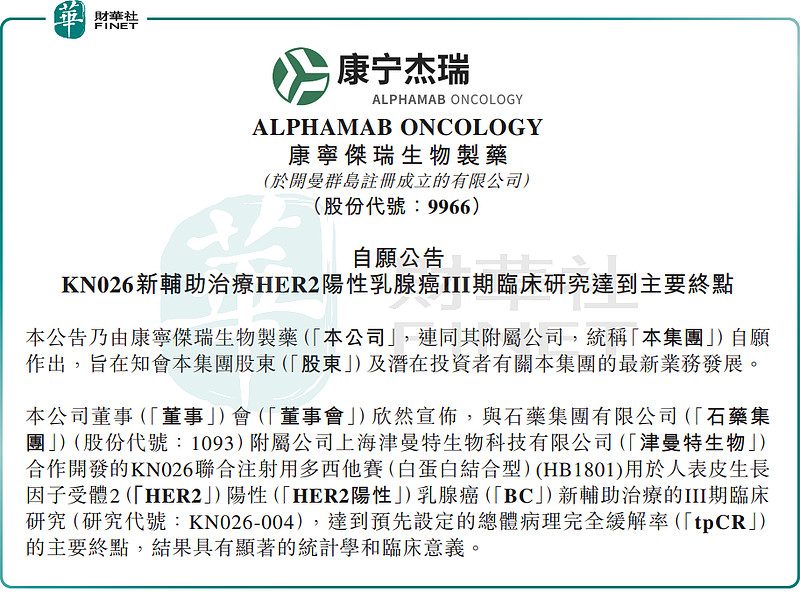新药取得突破进展!康宁杰瑞制药(09966.HK)放量飙涨逾15% 4月1日,港股 生物医药 板块表现活跃。截至发稿前,$启明医疗-B ...