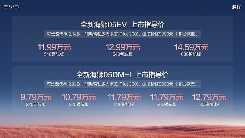 9.79萬元起！比亞迪全新海獅05正式上市 搭載二代刀片電池、閃充技術(shù)、天神之眼B-鋒巢網(wǎng)