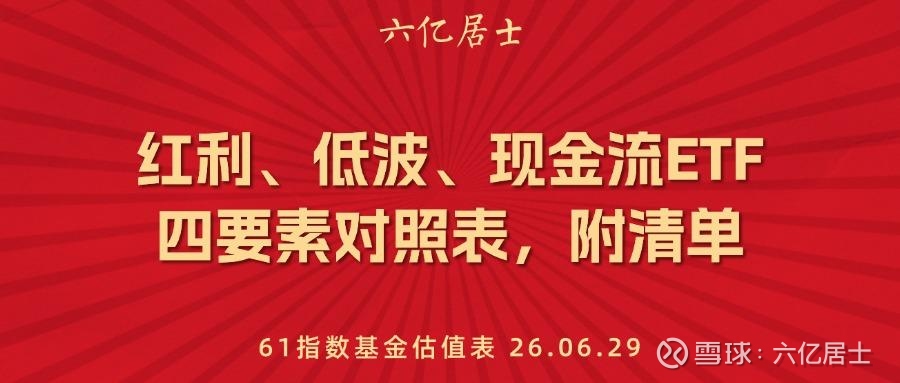 红利、低波、现金流ETF四要素对照表，附清单（2026年6月版）
