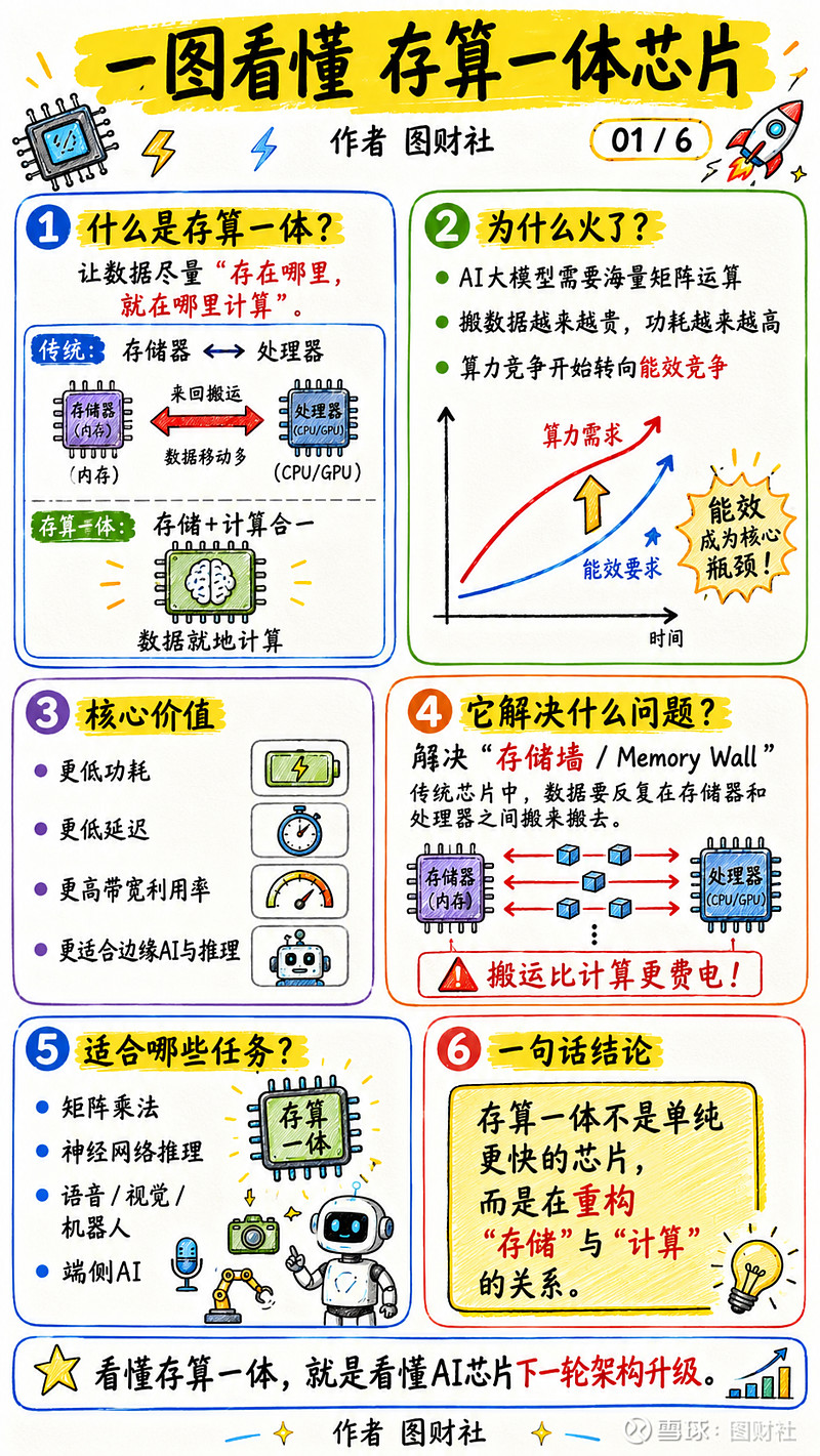 一图看懂|存算一体芯片:AI芯片架构升级的重要方向 过去几十年,芯片的发展主要依靠制程不断缩小、晶体管数量不断增加。但进入AI大模型时代后 ...