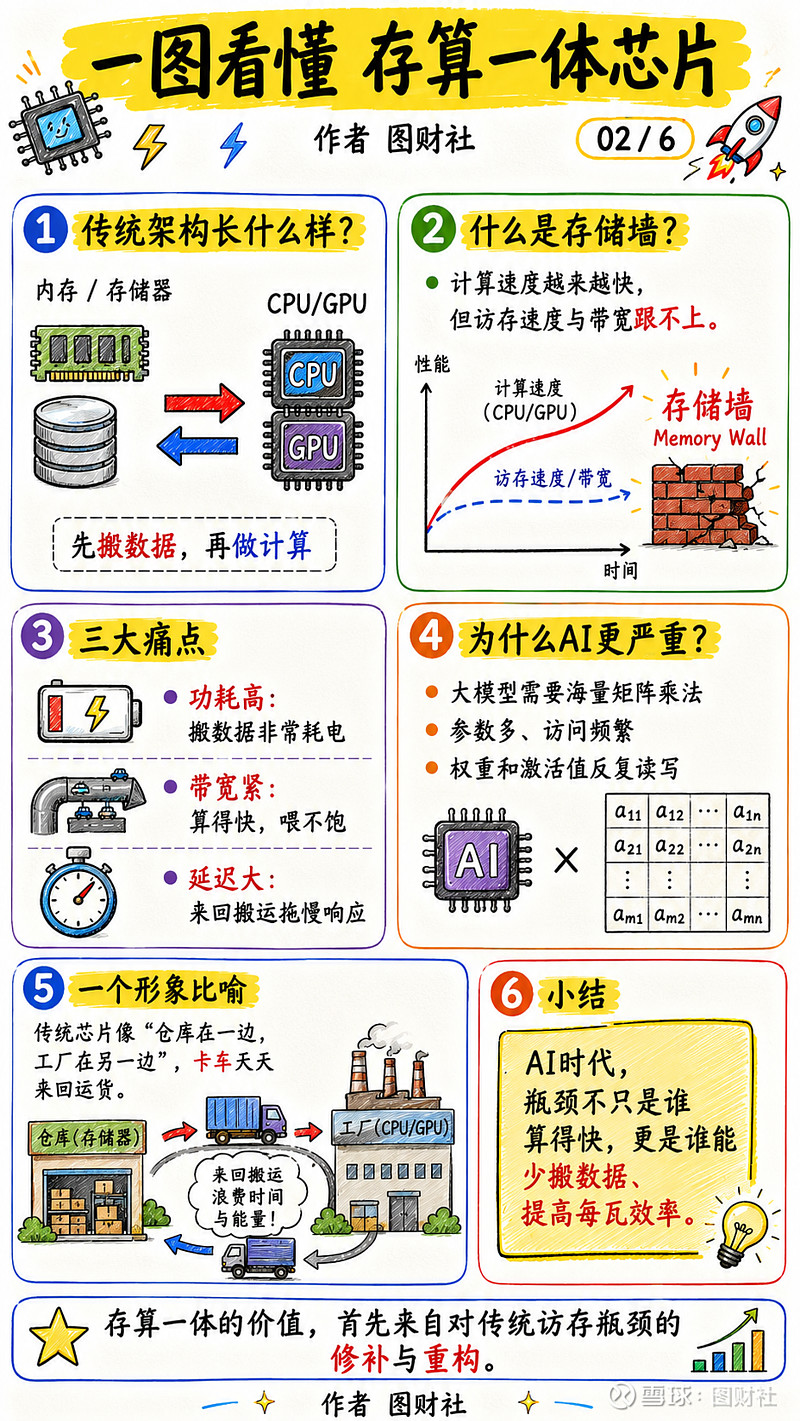 一图看懂|存算一体芯片:AI芯片架构升级的重要方向 过去几十年,芯片的发展主要依靠制程不断缩小、晶体管数量不断增加。但进入AI大模型时代后 ...