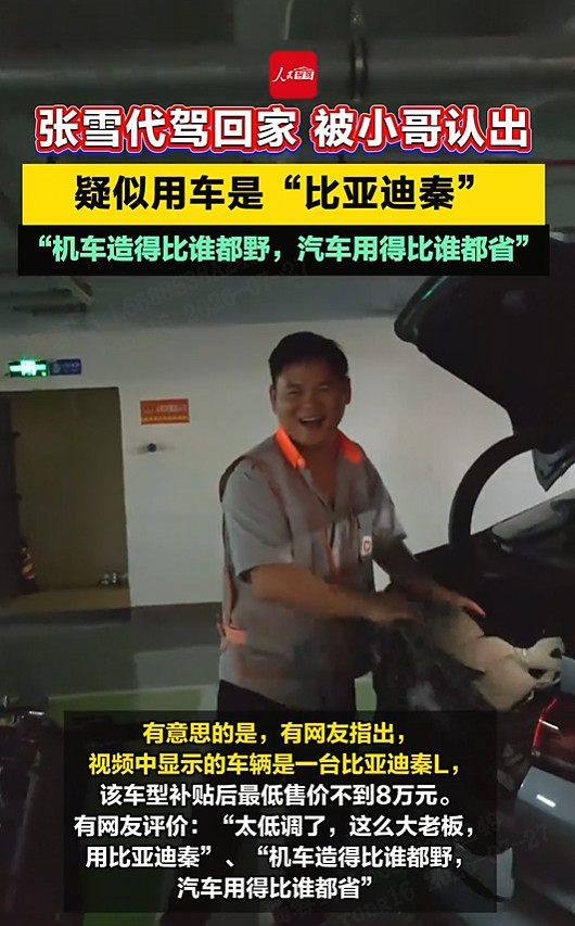 张雪座驾秦L曝光引热议：