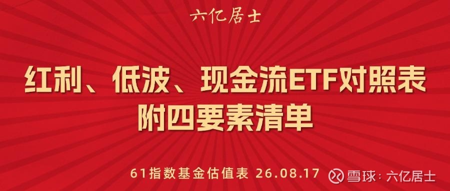 一文看清：红利、低波、现金流ETF，附清单（08.17）