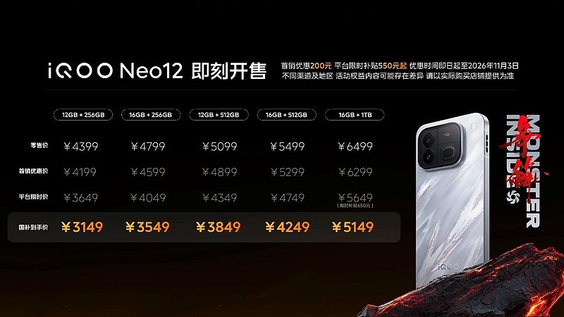 新一代冰穹风冷散热系统携手旗舰双芯 iQOO Neo12正式发布-锋巢网